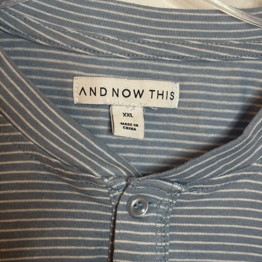 EUC AND NOW THIS Men's Long-Sleeve Light Blue Stripe Henley Shirt size XXL - Picture 3 of 7